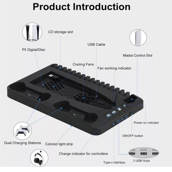 Multi-Function cooling and charging station for Ps5 - Picture 4 of 6
